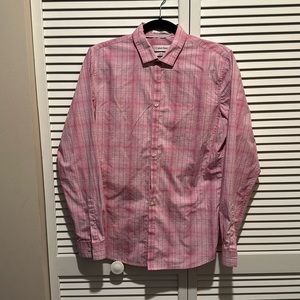 Men’s Calvin Klein Long Sleeve Button Down Pink Plaid Size Small